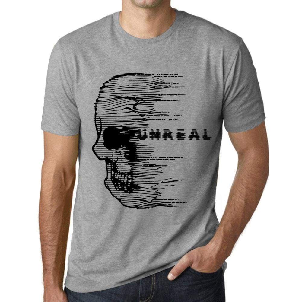 Mens Vintage Tee Shirt Graphic T Shirt Anxiety Skull Unreal Grey Marl - Grey Marl / Xs / Cotton - T-Shirt