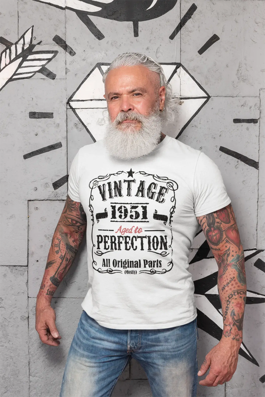 1951 Vintage Aged to Perfection Men's T-shirt White Birthday Gift 00488