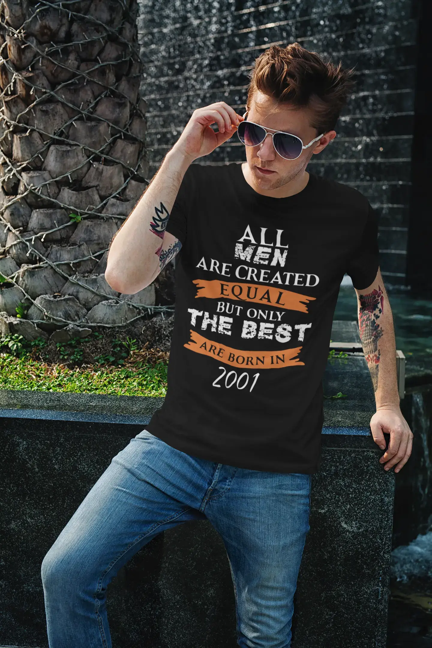 2001, Only the Best are Born in 2001 Men's T-shirt Black Birthday Gift 00509