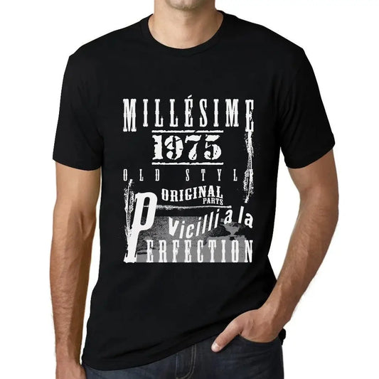 Men's Graphic T-Shirt Vintage Aged to Perfection 1975 – Millésime Vieilli à la Perfection 1975 – 49th Birthday Anniversary 49 Year Old Gift 1975 Vintage Eco-Friendly Short Sleeve Novelty Tee