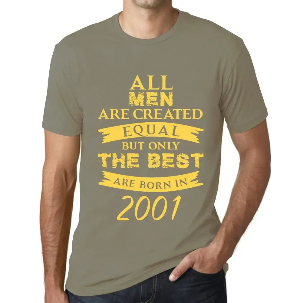 Men's Graphic T-Shirt All Men Are Created Equal but Only the Best Are Born in 2001 23rd Birthday Anniversary 23 Year Old Gift 2001 Vintage Eco-Friendly Short Sleeve Novelty Tee