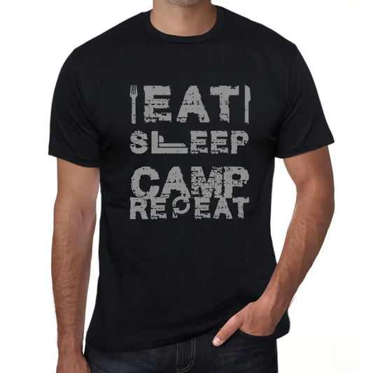 Men's Graphic T-Shirt Eat Sleep Camp Repeat Eco-Friendly Limited Edition Short Sleeve Tee-Shirt Vintage Birthday Gift Novelty