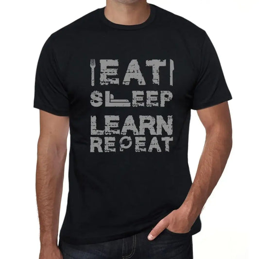 Men's Graphic T-Shirt Eat Sleep Learn Repeat Eco-Friendly Limited Edition Short Sleeve Tee-Shirt Vintage Birthday Gift Novelty