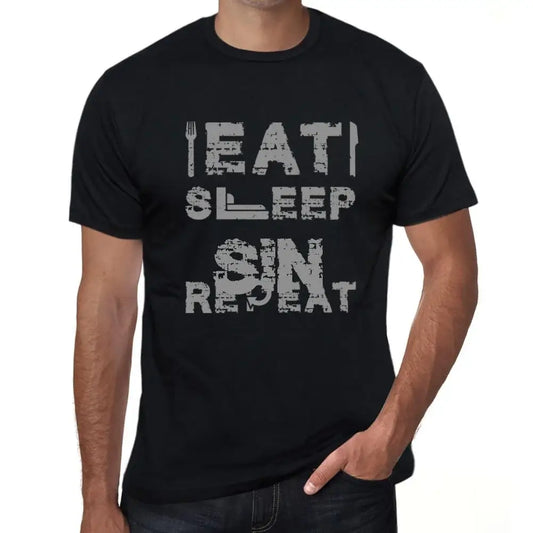 Men's Graphic T-Shirt Eat Sleep Sin Repeat Eco-Friendly Limited Edition Short Sleeve Tee-Shirt Vintage Birthday Gift Novelty