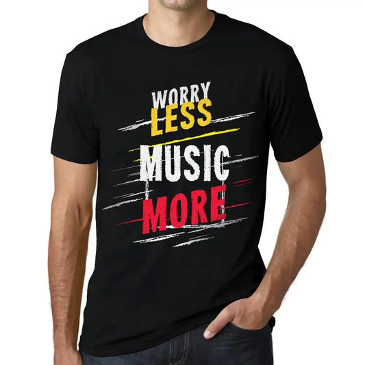 Men's Graphic T-Shirt Worry Less Music More Eco-Friendly Limited Edition Short Sleeve Tee-Shirt Vintage Birthday Gift Novelty