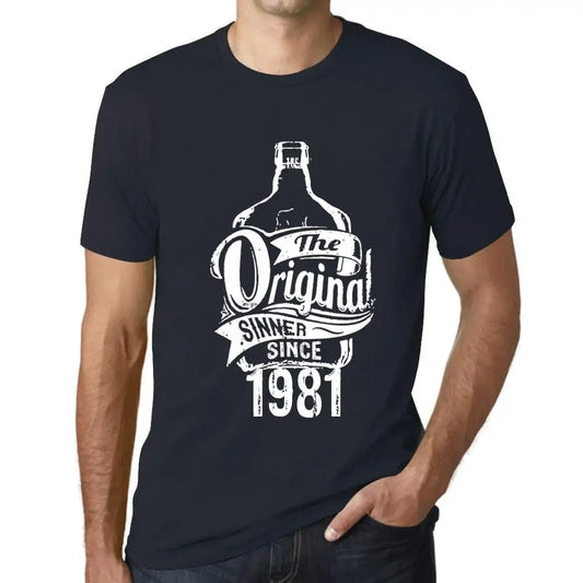 Men's Graphic T-Shirt The Original Sinner Since 1981 43rd Birthday Anniversary 43 Year Old Gift 1981 Vintage Eco-Friendly Short Sleeve Novelty Tee