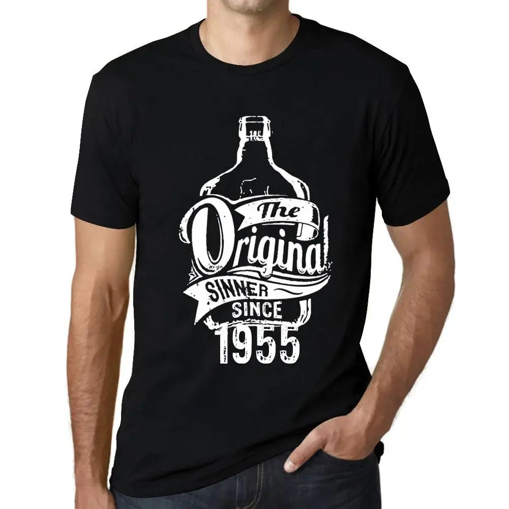 Men's Graphic T-Shirt The Original Sinner Since 1955 69th Birthday Anniversary 69 Year Old Gift 1955 Vintage Eco-Friendly Short Sleeve Novelty Tee