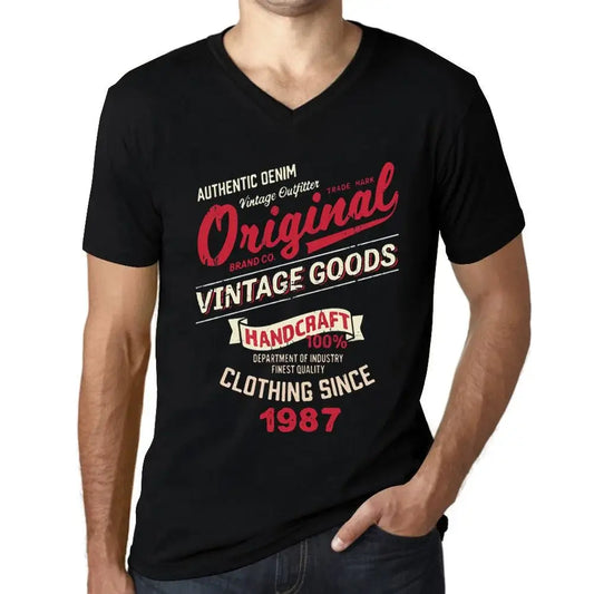 Men's Graphic T-Shirt V Neck Original Vintage Clothing Since 1987 37th Birthday Anniversary 37 Year Old Gift 1987 Vintage Eco-Friendly Short Sleeve Novelty Tee