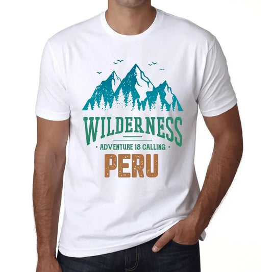 Men's Graphic T-Shirt Wilderness, Adventure Is Calling Peru Eco-Friendly Limited Edition Short Sleeve Tee-Shirt Vintage Birthday Gift Novelty