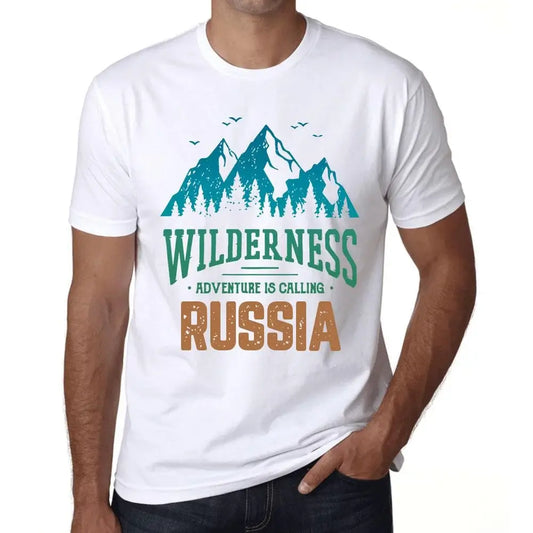 Men's Graphic T-Shirt Wilderness, Adventure Is Calling Russia Eco-Friendly Limited Edition Short Sleeve Tee-Shirt Vintage Birthday Gift Novelty