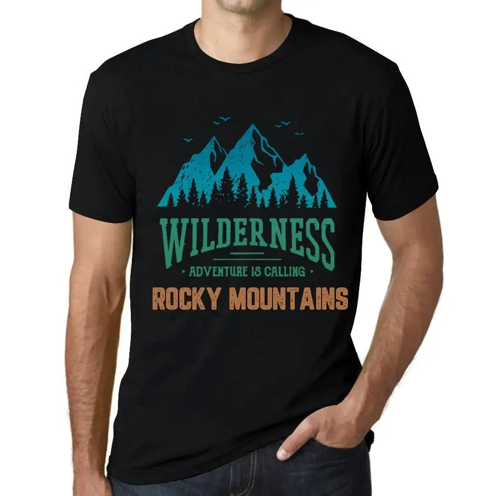 Men's Graphic T-Shirt Wilderness, Adventure Is Calling Rocky Mountains Eco-Friendly Limited Edition Short Sleeve Tee-Shirt Vintage Birthday Gift Novelty