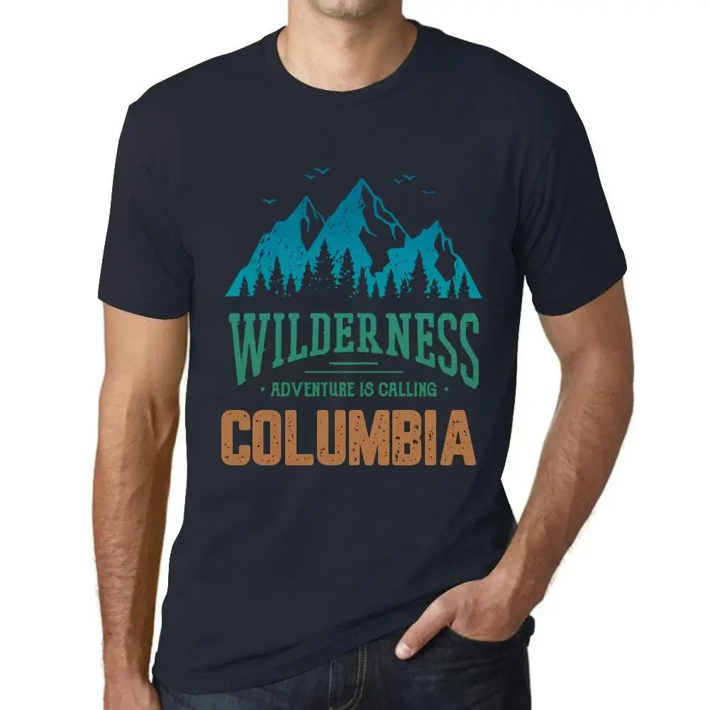 Men's Graphic T-Shirt Wilderness, Adventure Is Calling Columbia Eco-Friendly Limited Edition Short Sleeve Tee-Shirt Vintage Birthday Gift Novelty