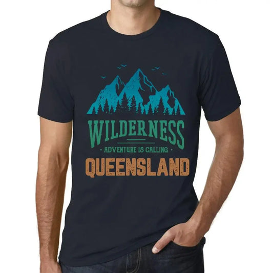Men's Graphic T-Shirt Wilderness, Adventure Is Calling Queensland Eco-Friendly Limited Edition Short Sleeve Tee-Shirt Vintage Birthday Gift Novelty