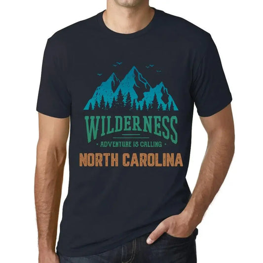 Men's Graphic T-Shirt Wilderness, Adventure Is Calling North Carolina Eco-Friendly Limited Edition Short Sleeve Tee-Shirt Vintage Birthday Gift Novelty