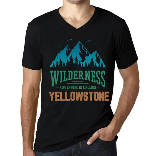 Men's Graphic T-Shirt V Neck Wilderness, Adventure Is Calling Yellowstone Eco-Friendly Limited Edition Short Sleeve Tee-Shirt Vintage Birthday Gift Novelty