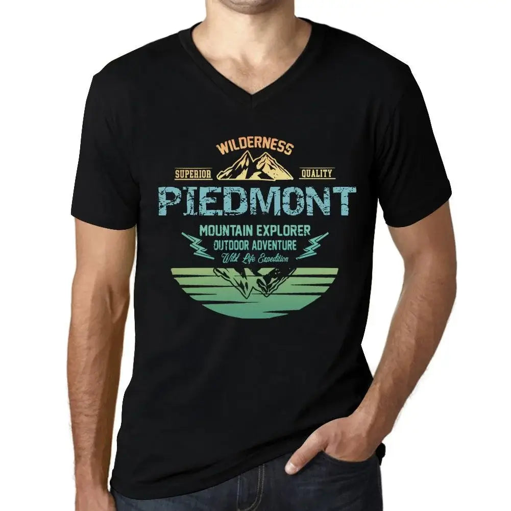 Men's Graphic T-Shirt V Neck Outdoor Adventure, Wilderness, Mountain Explorer Piedmont Eco-Friendly Limited Edition Short Sleeve Tee-Shirt Vintage Birthday Gift Novelty