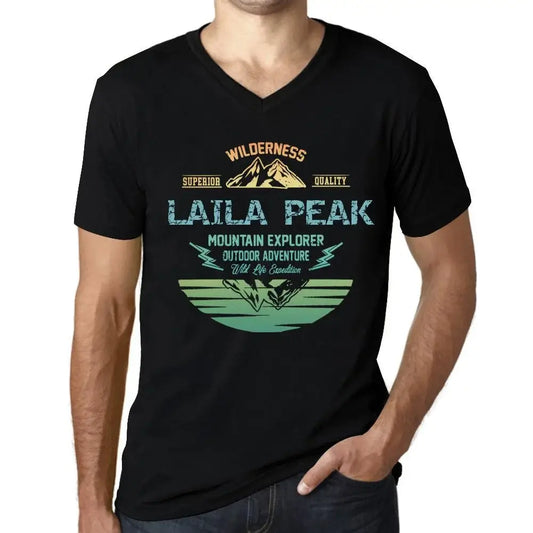 Men's Graphic T-Shirt V Neck Outdoor Adventure, Wilderness, Mountain Explorer Laila Peak Eco-Friendly Limited Edition Short Sleeve Tee-Shirt Vintage Birthday Gift Novelty