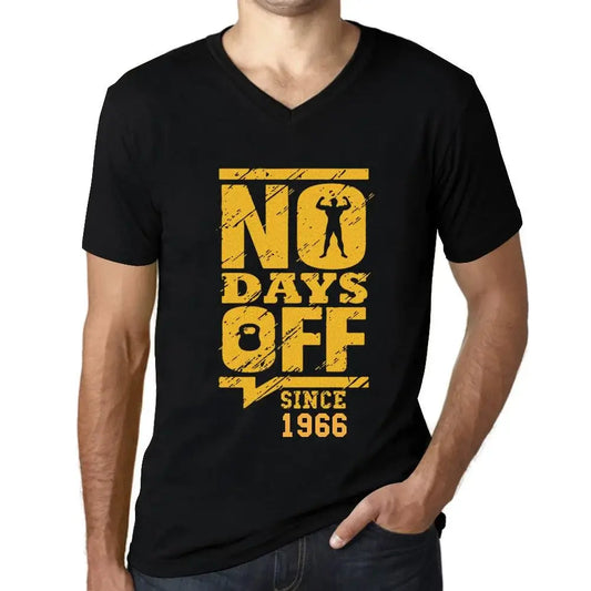 Men's Graphic T-Shirt V Neck No Days Off Since 1966 58th Birthday Anniversary 58 Year Old Gift 1966 Vintage Eco-Friendly Short Sleeve Novelty Tee