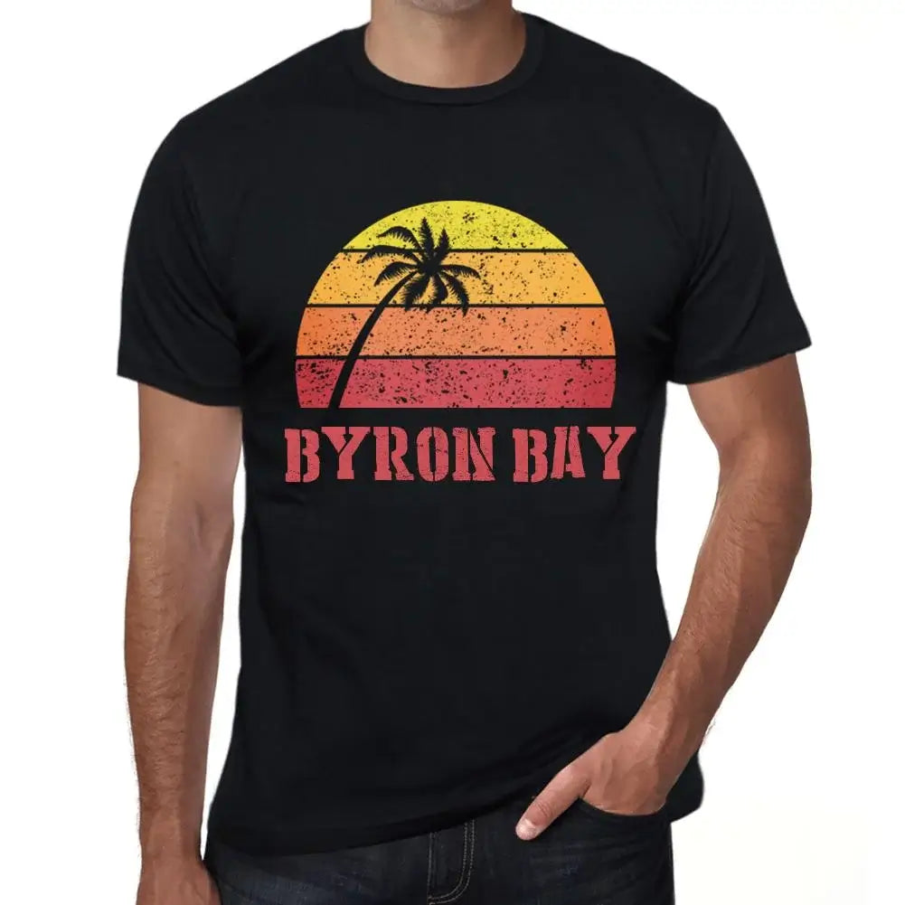 Men's Graphic T-Shirt Palm, Beach, Sunset In Byron Bay Eco-Friendly Limited Edition Short Sleeve Tee-Shirt Vintage Birthday Gift Novelty