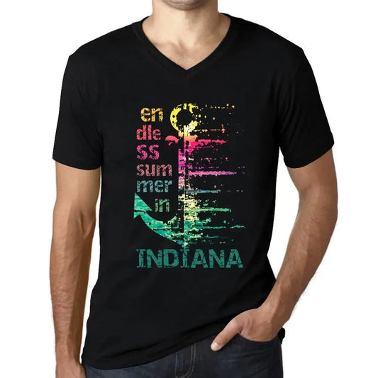 Men's Graphic T-Shirt V Neck Endless Summer In Indiana Eco-Friendly Limited Edition Short Sleeve Tee-Shirt Vintage Birthday Gift Novelty