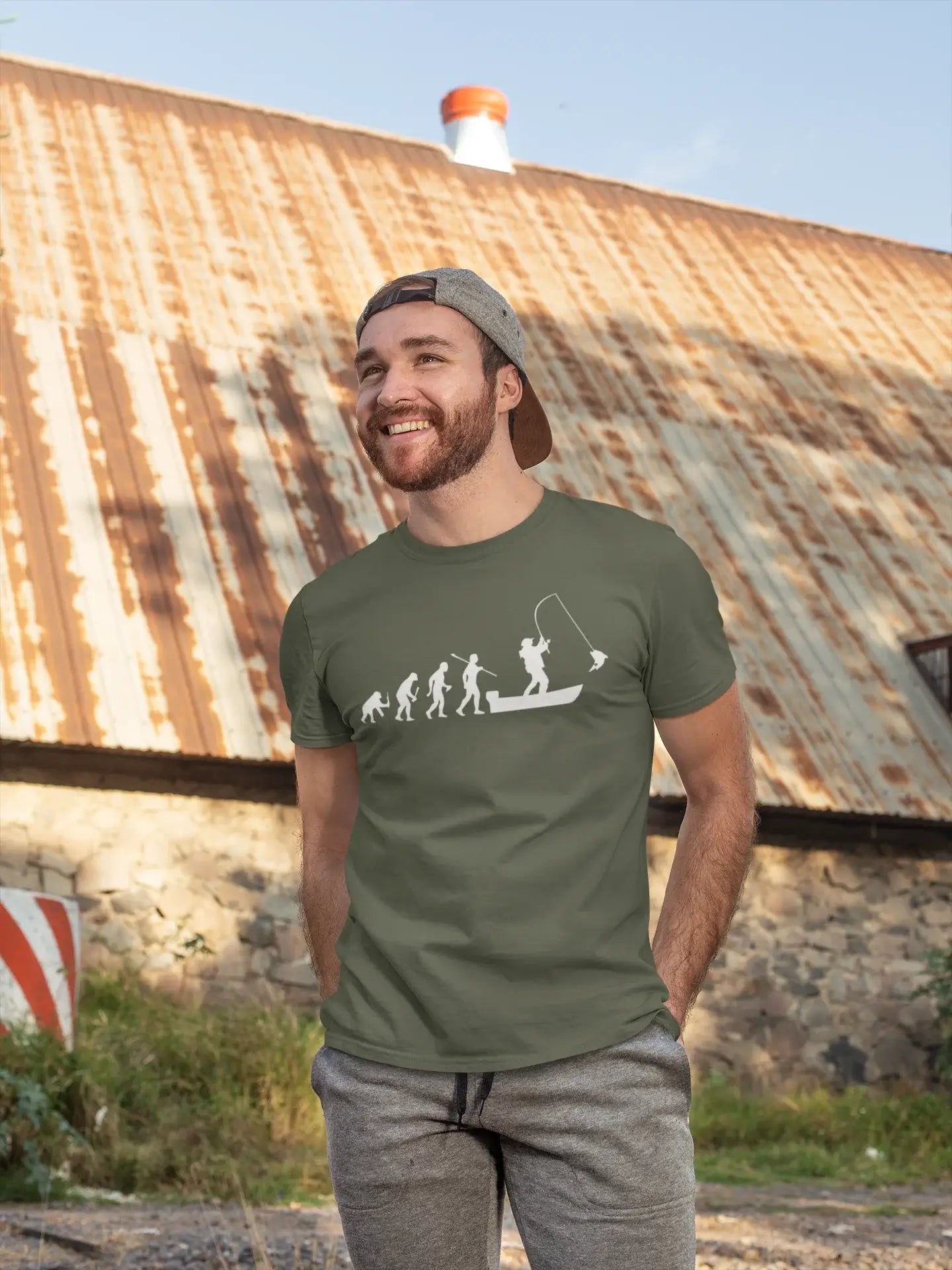 ULTRABASIC - Graphic Printed Men's Evolution of the Fishing Boat T-Shirt Navy