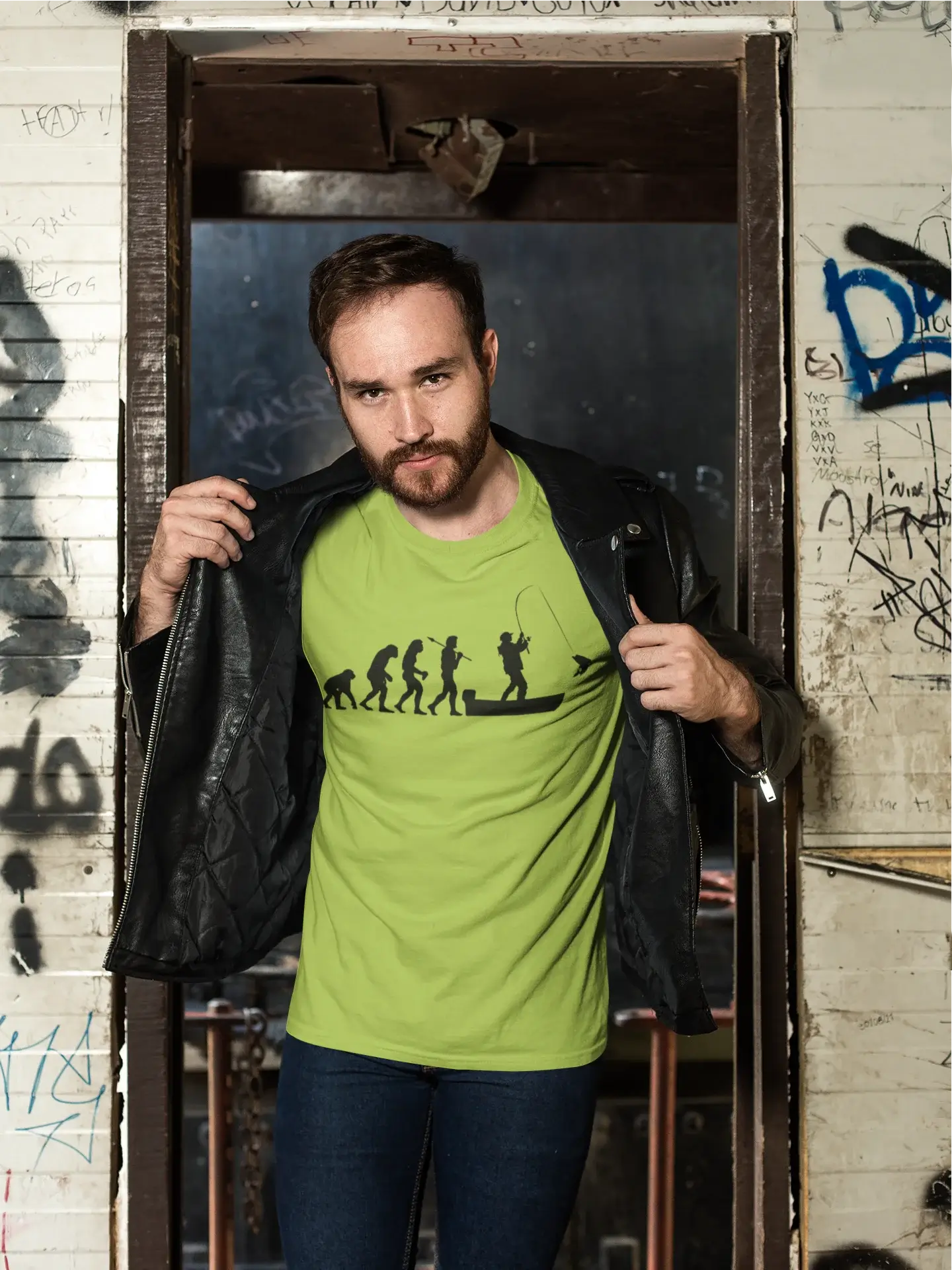 ULTRABASIC - Graphic Printed Men's Evolution of the Fishing Boat T-Shirt Vintage White