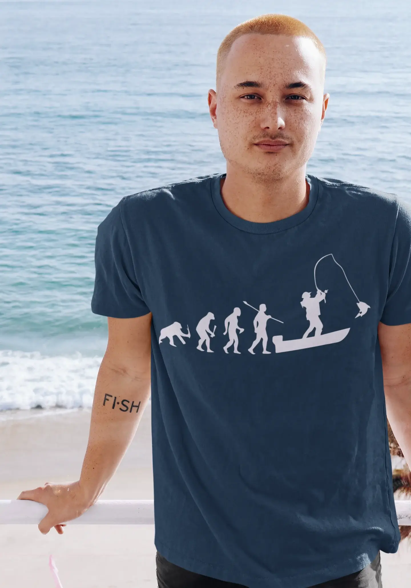 ULTRABASIC - Graphic Printed Men's Evolution of the Fishing Boat T-Shirt Vintage White