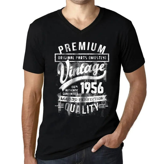 Men's Graphic T-Shirt V Neck Original Parts (Mostly) Aged to Perfection 1956 68th Birthday Anniversary 68 Year Old Gift 1956 Vintage Eco-Friendly Short Sleeve Novelty Tee
