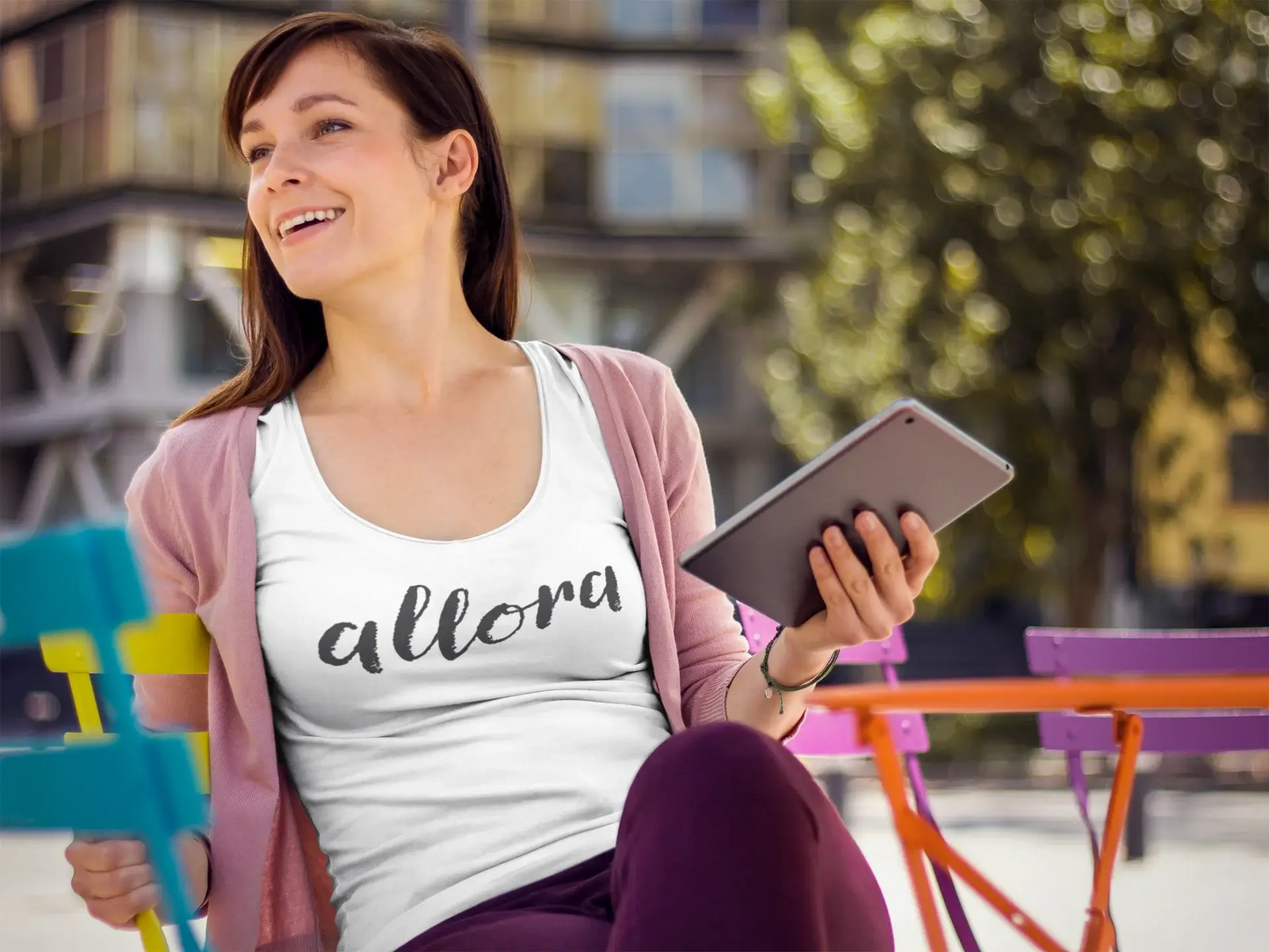 ULTRABASIC - Women's Low-Cut Round Neck T-Shirt Allora T-Shirt Grey Marl