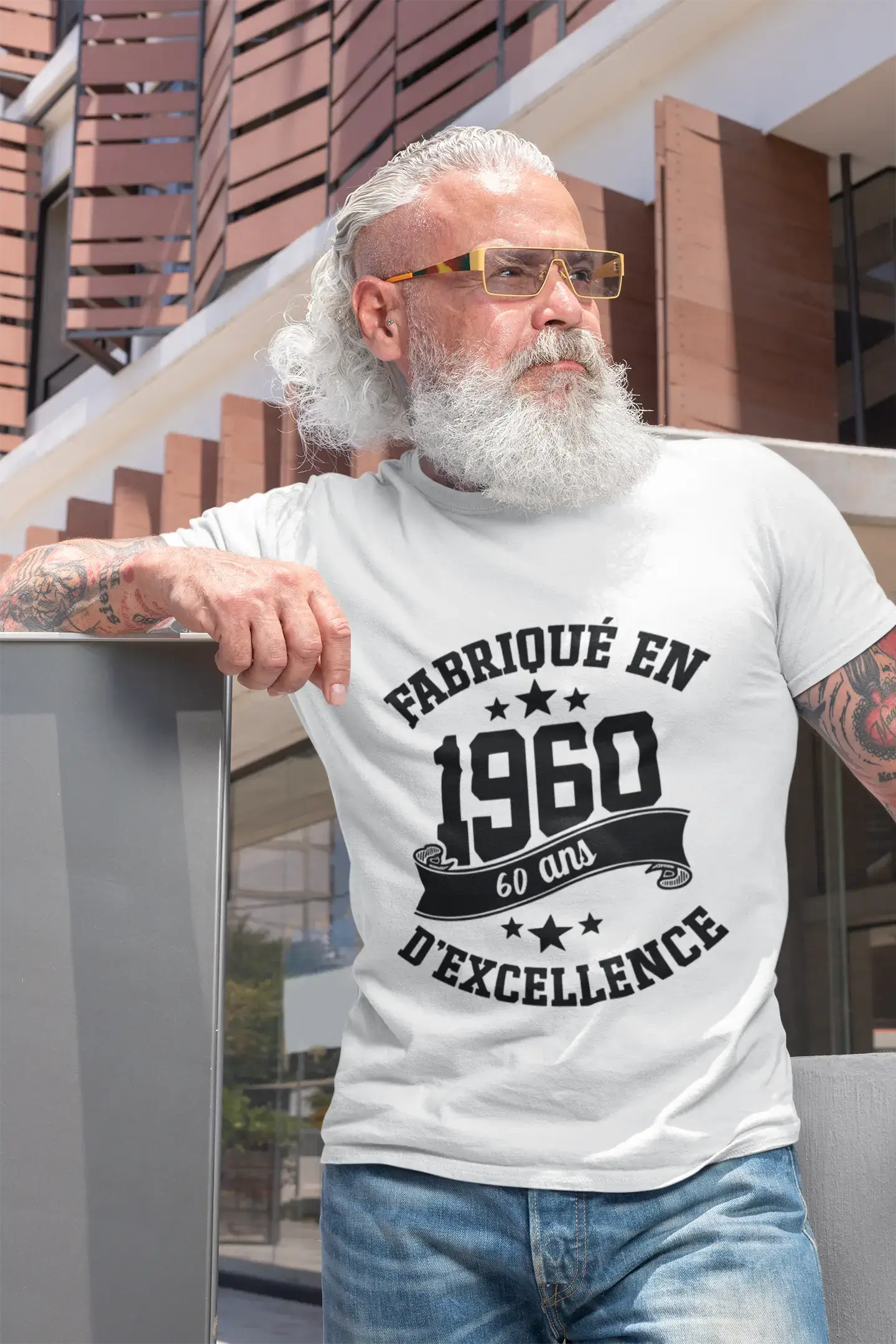 Ultrabasic® Fabriqué en 1960, 60 Ans d'être Génial T-Shirt Blanc Ch