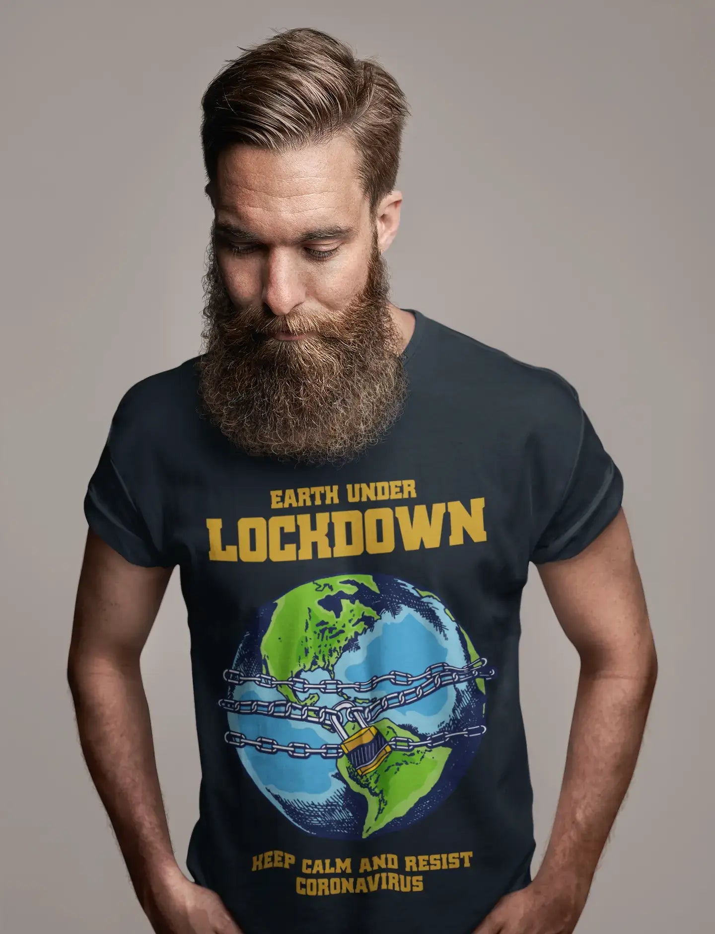 Unisex Adult T-Shirt Earth Under Lockdown Coronavirus Shirt