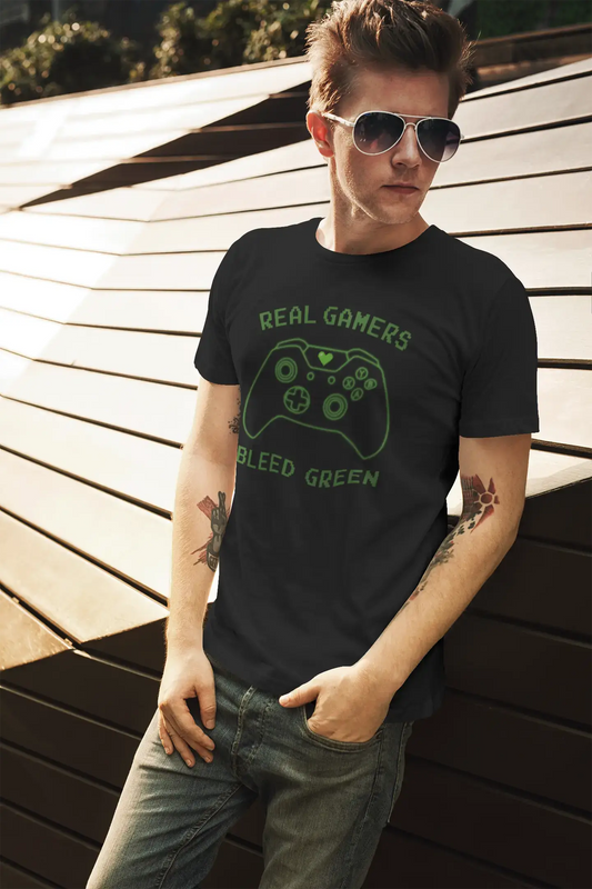 ULTRABASIC Graphic Men's T-Shirt Real Gamers Bleed Green - Gaming Apparel