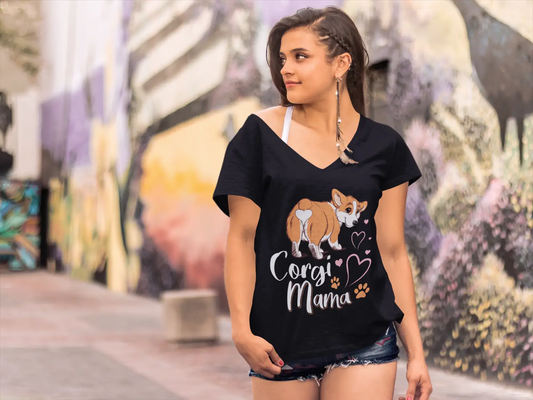 ULTRABASIC Women's Graphic T-Shirt Corgi Mama - Gift For Pet Lovers - Cute Dog Paws