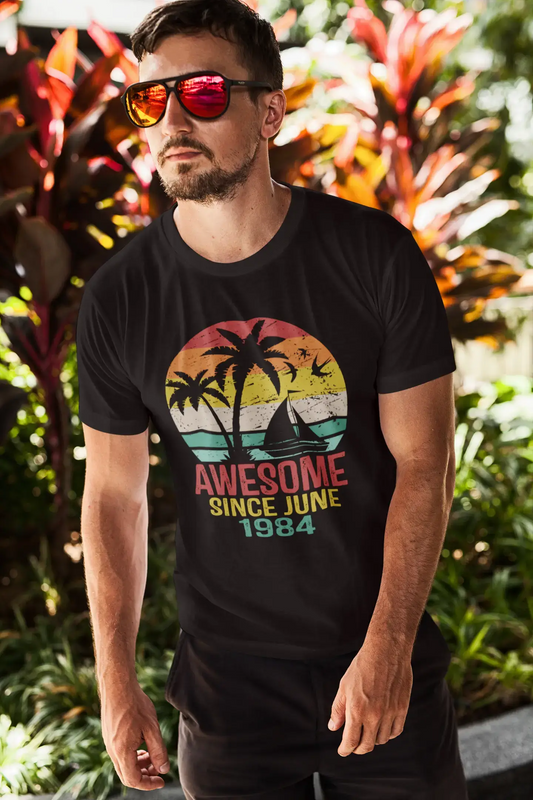 ULTRABASIC Men's T-Shirt Awesome Since June 1984 - Retro Sunset 36th Birthday Gift Tee Shirt