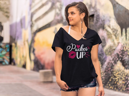 ULTRABASIC Women's T-Shirt Pucker Up - Kiss Short Sleeve Tee Shirt Tops