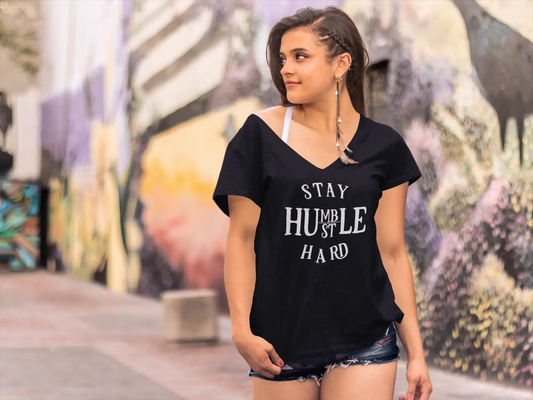 ULTRABASIC Women's Novelty T-Shirt Stay Humble Hustle Hard - Funny Vintage Tee Shirt