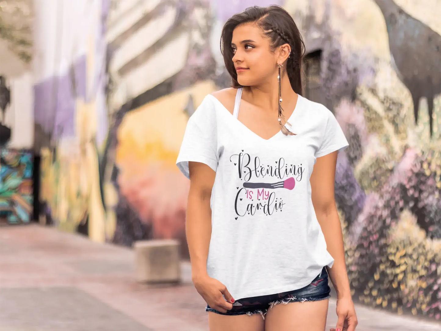 ULTRABASIC Women's Novelty T-Shirt Blending Is My Cardio - Make Up Tee Shirt