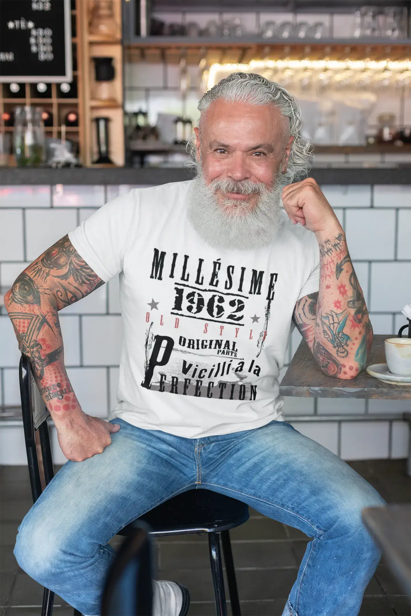 1962,birthday gifts for him,birthday t-shirts,Men's Short Sleeve Round Neck T-shirt , FR Vintage White Men's 00135