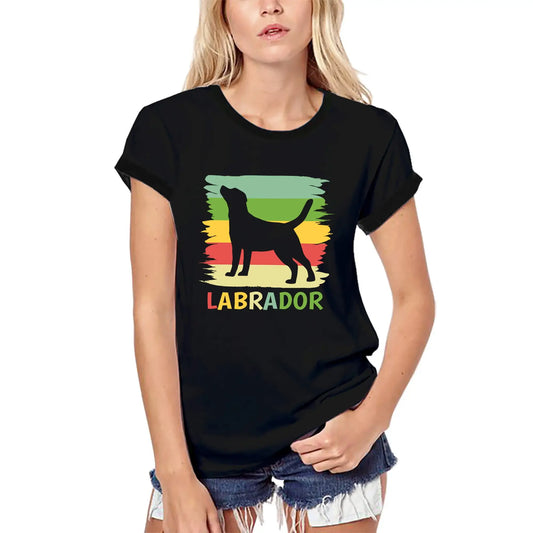 Women's Graphic T-Shirt Organic Retro Labrador Breed Eco-Friendly Ladies Limited Edition Short Sleeve Tee-Shirt Vintage Birthday Gift Novelty