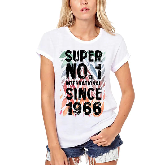 Women's Graphic T-Shirt Organic Super No1 International Since 1966 58th Birthday Anniversary 58 Year Old Gift 1966 Vintage Eco-Friendly Ladies Short Sleeve Novelty Tee
