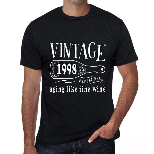 1998 Aging Like A Fine Wine Mens T-Shirt Black Birthday Gift 00458 - Black / Xs - Casual