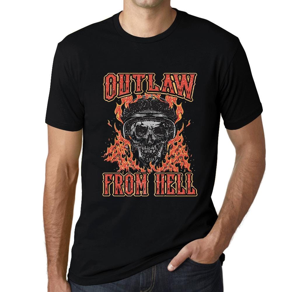 ULTRABASIC Graphic Men's T-Shirt - Outlaw from Hell - Fire Skull Shirt for Men skulls ahirt clothes style tee shirts black printed tshirt womens hoodies badass funny gym punisher texas novelty vintage unique ghost humor gift saying quote halloween thanksgiving brutal death metal goonies love christian camisetas valentine death