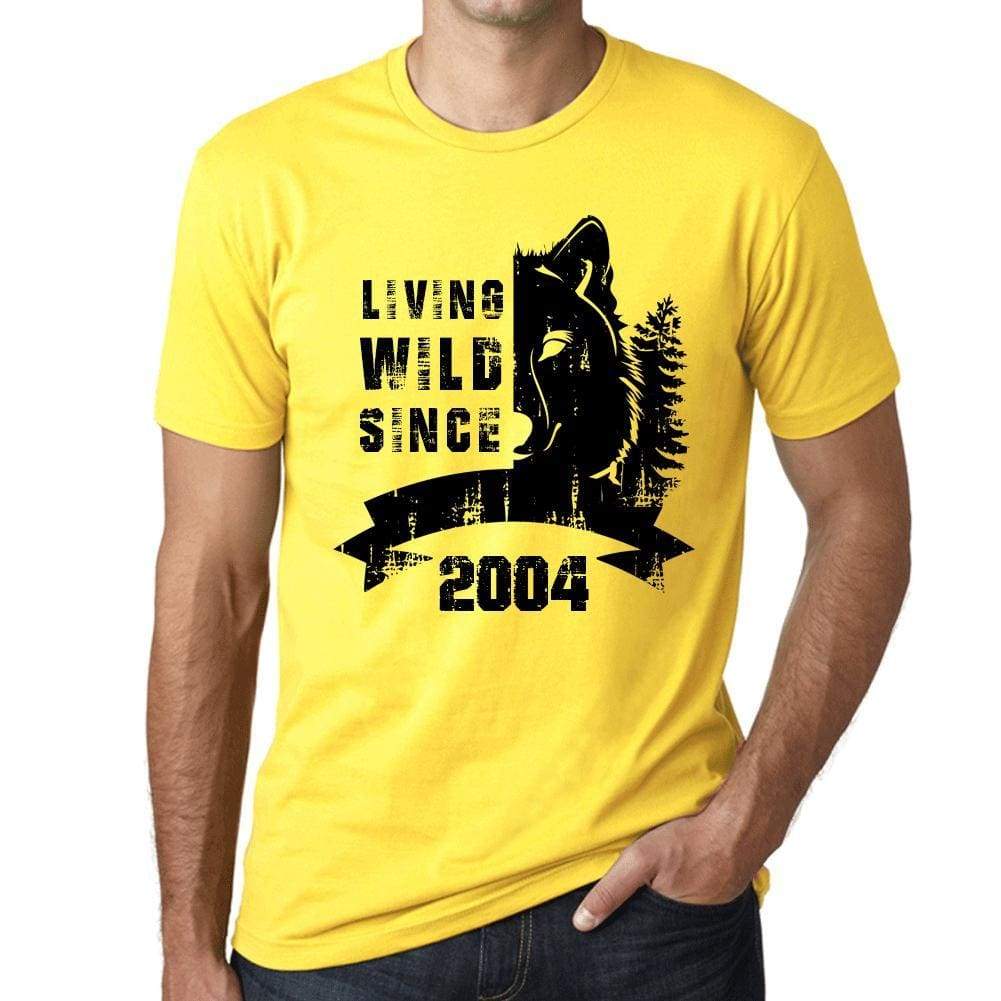 2004 Living Wild Since 2004 Mens T-Shirt Yellow Birthday Gift 00501 - Yellow / X-Small - Casual