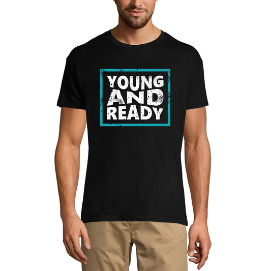 ULTRABASIC Men's Vintage T-Shirt Young and Ready - Printed Letter Shirt