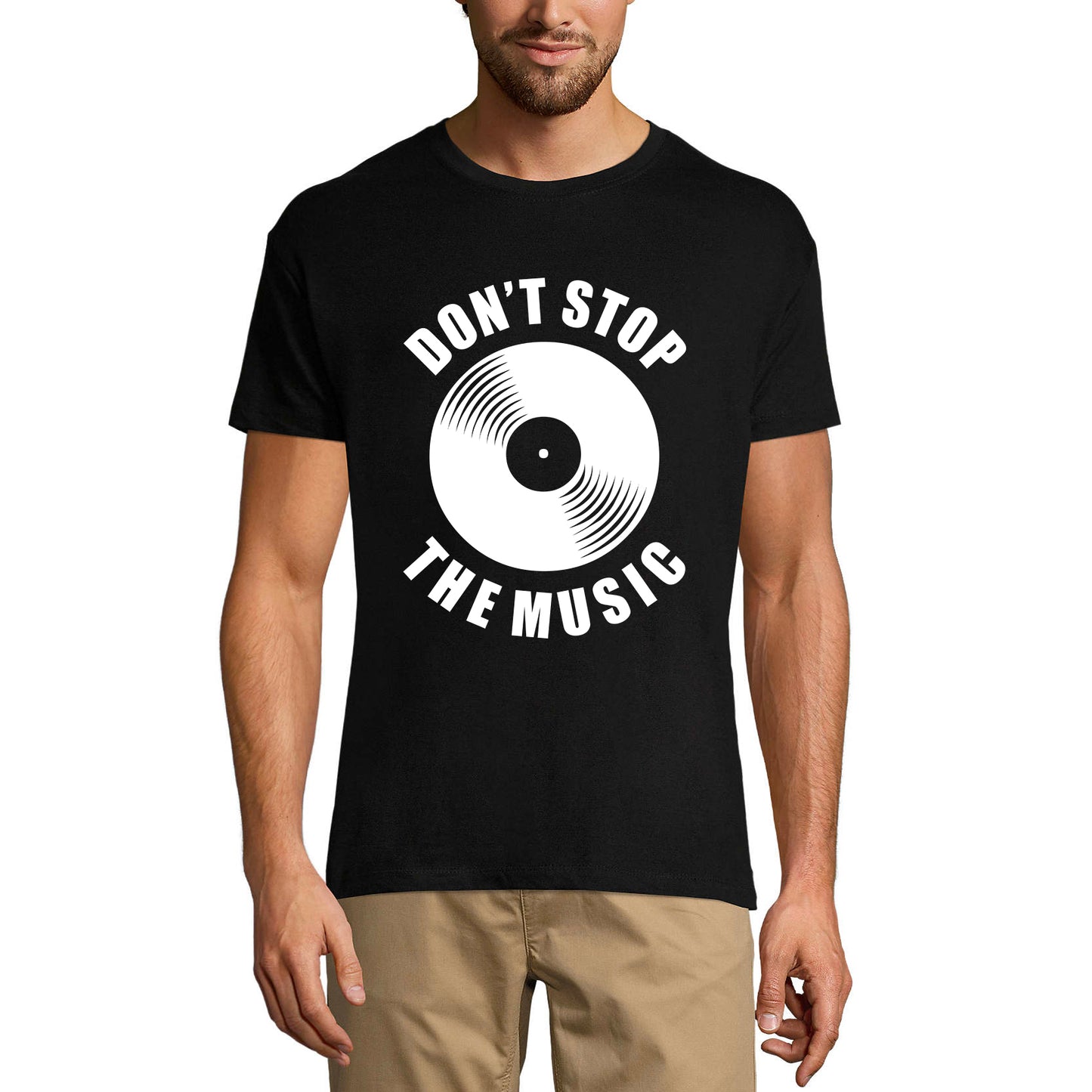 ULTRABASIC Men's Graphic T-Shirt Don't Stop the Music - DJ Shirt for Musician