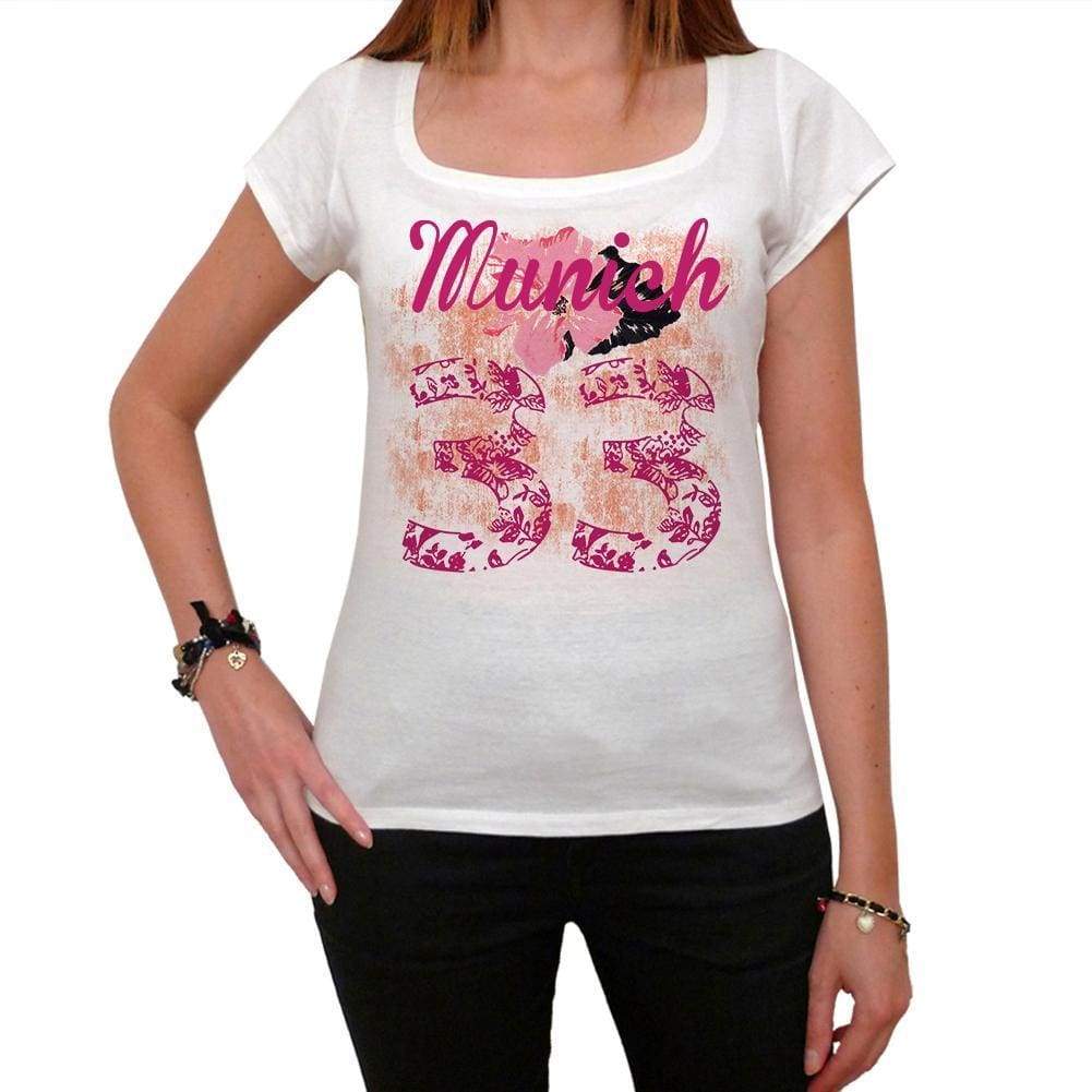 33 Munich City With Number Womens Short Sleeve Round White T-Shirt 00008 - Casual