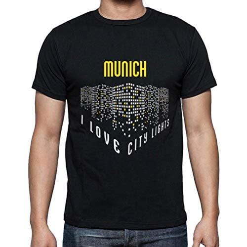 Ultrabasic - Homme T-Shirt Graphique J'aime Munich Lumières Noir Profond