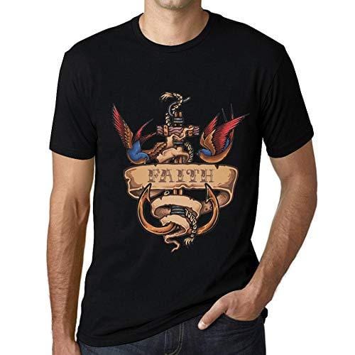 Ultrabasic - Homme T-Shirt Graphique Anchor Tattoo Faith Noir Profond