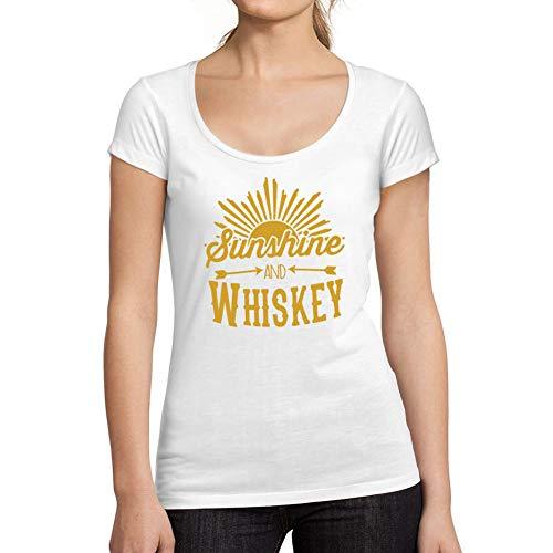 Ultrabasic - Tee-Shirt Femme col Rond Décolleté Sunshine and Whiskey Blanc