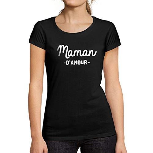 Ultrabasic - Femme Graphique Maman d'amour Imprimé des Lettres T-Shirt Noir Profond